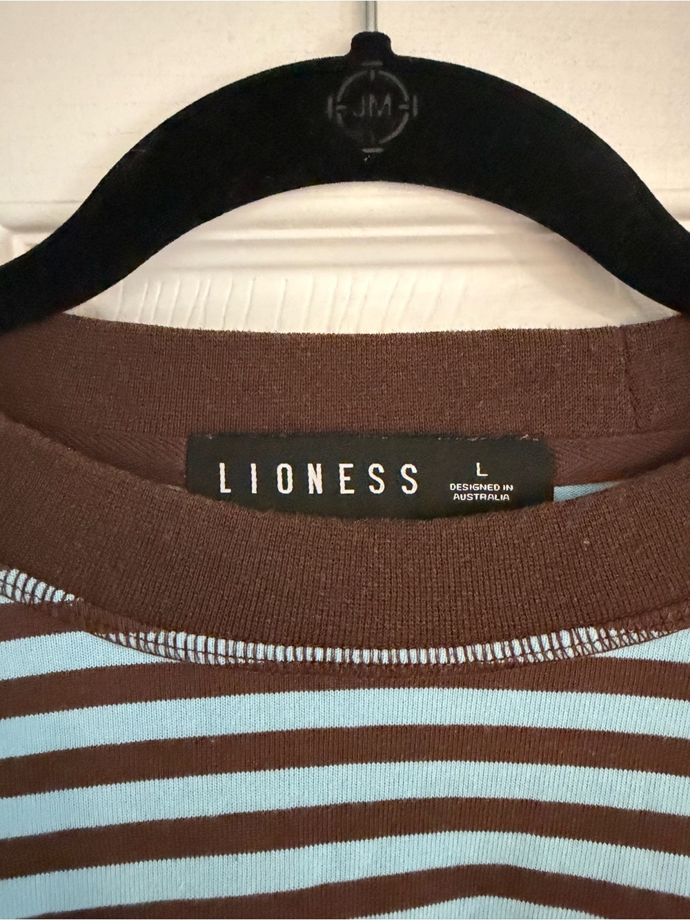 Lioness Brown and Light Blue Striped Crewneck Sweater - Picture 2 of 3